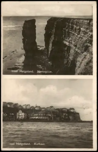 Helgoland (Insel) 2-Bild-Karte Insel Helgoland Nordspitze, Kurhaus 1920