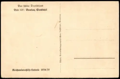 Breslau Wrocław Sandinsel Kartenserie Reichswinterhilfe-Lotterie 1934