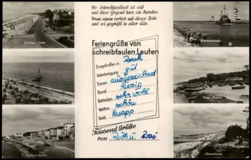 .Mecklenburg-Vorpommern Ostsee Mehrbild-AK Feriengrüße Schreibfauler Leute 1957