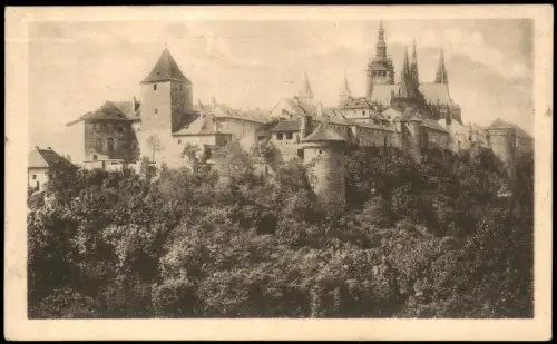 Burgstadt Prag Hradschin Hradčany Praha  Hradčany Burg  1921  Esperanto Stempel