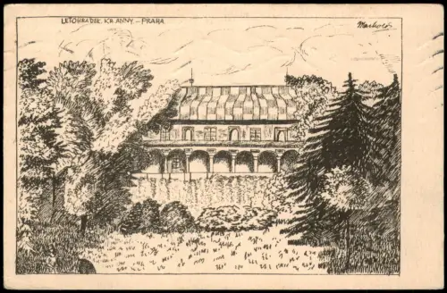 Postcard Prag Praha LETOHRADEK KR. ANNY-PRAHA Künstlerkarte 1935