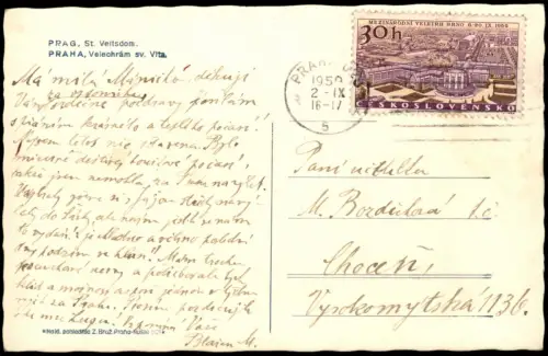 Postcard Prag Praha St. Veitsdom Velehrám sv. Víta 1955