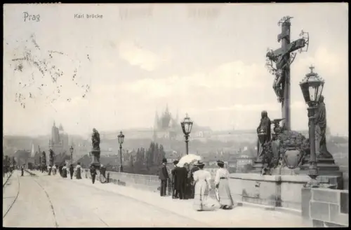 Postcard Prag Praha Karlsbrücke Karlův most 1906
