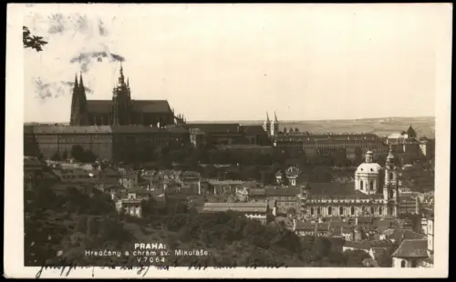 Prag Praha Panorama-Ansicht Hradčany a chrám sv. Mikuláše 1928