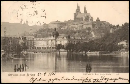 Prag Praha Panorama-Ansicht Blick von der Franz Josefs-Brücke 1907
