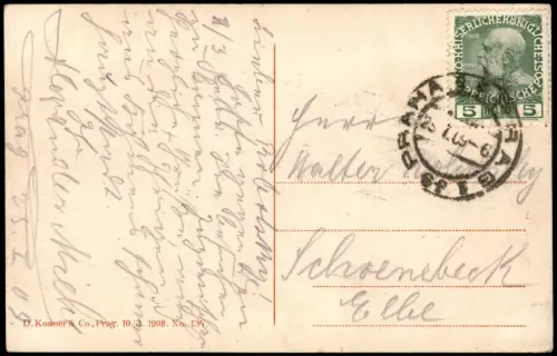 Prag Praha Panorama-Ansicht Karlsbrücke und Burg Hradschin 1909/1908