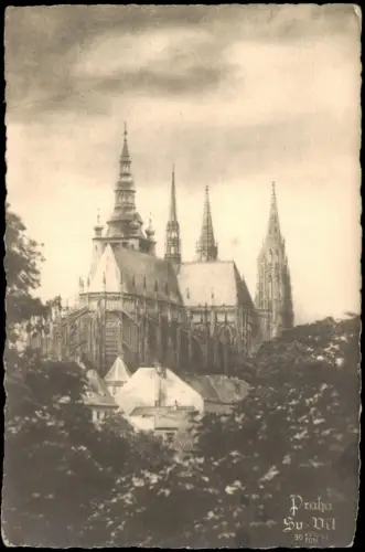 Postcard Prag Praha St. Veitsdom Chrám sv. Víta 1917