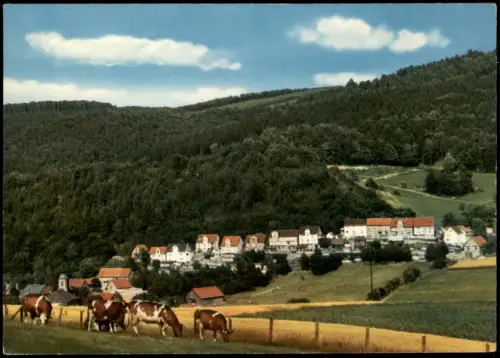 Ansichtskarte Wichte Ortspanorama mit Kühen auf Weide, Ortsansicht 1980