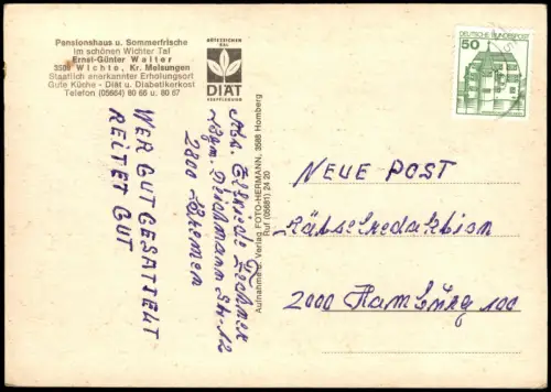 Ansichtskarte Wichte Ortspanorama mit Kühen auf Weide, Ortsansicht 1980