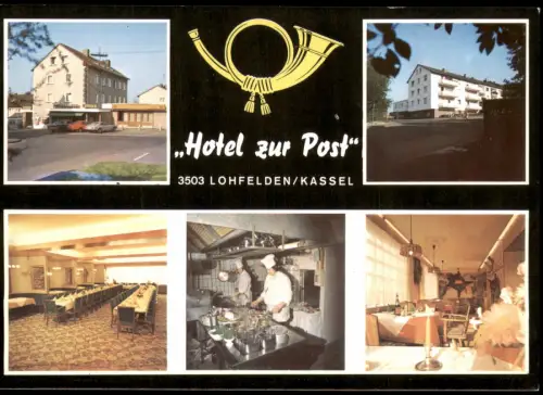 Lohfelden (b. Kassel) Mehrbildkarte Ortsansichten und Hotel Zur Post 1975