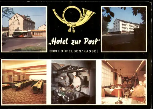 Lohfelden (b. Kassel) Mehrbildkarte Hotel Zur Post, Hauptstraße,  Innen  1975