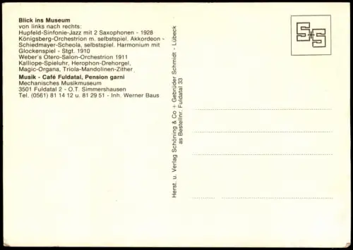 Simmershausen-Fuldatal Museum Innenansicht alte Musik-Instrumente 1980