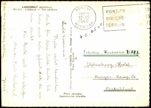 CPA Langonnet Abbaye - Vue aérienne Luftbild Kloster-Anlage 1960