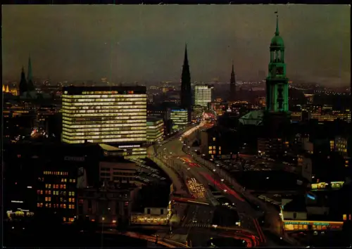 Ansichtskarte Hamburg Ost-West-Straße bei Nacht 1978