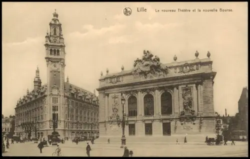 CPA Lille Theater u. Börse Théâtre et la nouvelle Bourse 1910