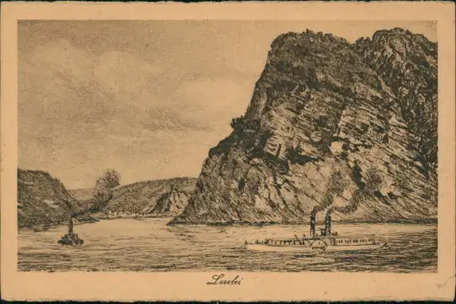 Ansichtskarte Sankt Goar Rheintal an der Loreley (Künstlerkarte) 1923