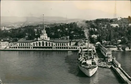 Postcard Sotschi Сочи | სოჭი Hafen Dampfer - Fotokarte 1957