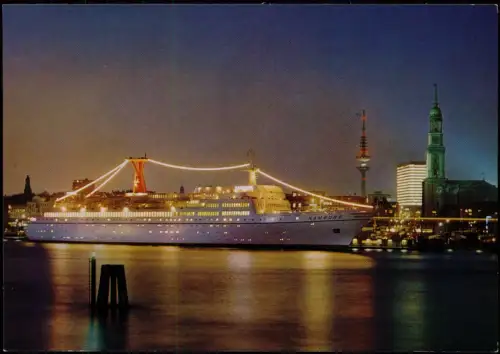 Ansichtskarte Hamburg Hafen bei Nacht 1978