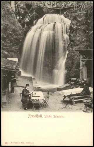 Rathen Lokal Außensitz am Wasserfall Amselfall, Sächs. Schweiz 1900