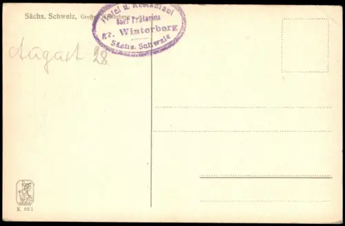 Ansichtskarte .Sachsen Grosser Winterberg in der Sächsischen Schweiz 1928