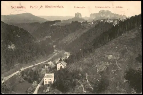 Bad Schandau Partie im Kirnitzschtale Falkenstein Schrammsteine Ostrau 1912