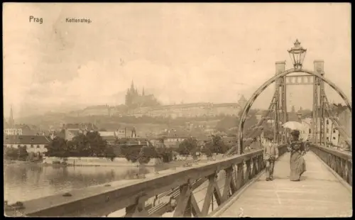 Postcard Prag Praha Kettenbrücke 1912