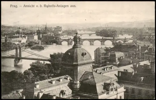 Postcard Prag Praha Ansicht v. d. Rudolfs-Anlagen aus. 1913