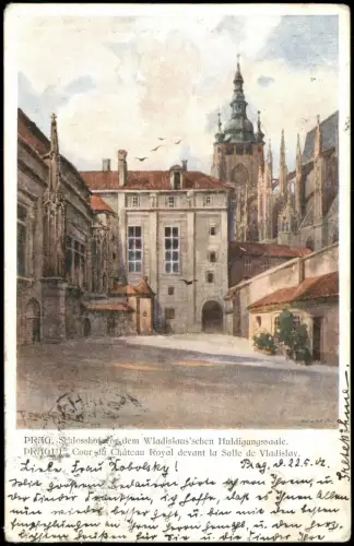 Postcard Prag Praha Schlosshof Wladislaus'schen Huldigungssaale 1902