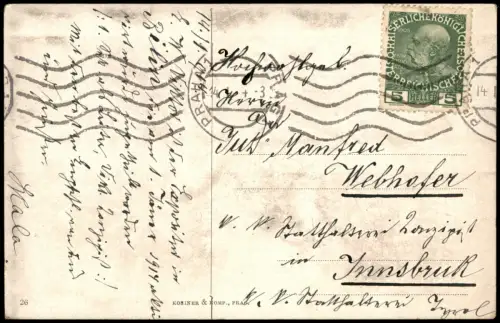 Postcard Prag Praha Stadt-Panorama Kleinseitner Brückentürme 1904