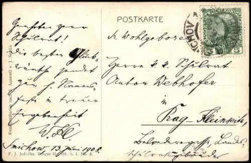 Postcard Prag Praha Ortsansicht Partie am Kreuzherrenkloster 1908