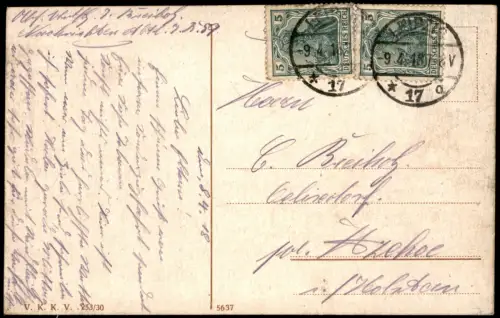 Postcard Prag Praha Partie am Landes-Museum 1918