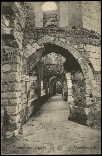 Ansichtskarte Oybin Burg und Klosterruine Kreuzgang 1908