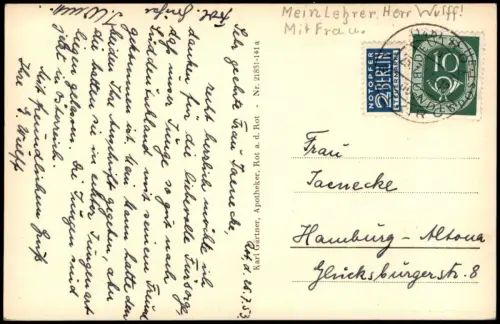 Ansichtskarte Rot an der Rot Ortsansicht 1953