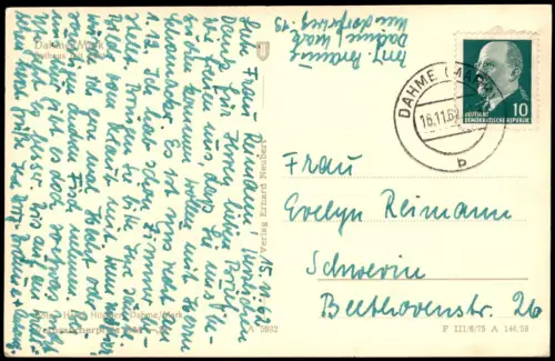 Ansichtskarte Dahme (Mark) Strassen Partie am Rathaus zur DDR-Zeit 1962