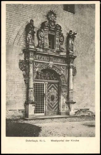 Ansichtskarte Doberlug-Kirchhain Dobrilugk Westportal der Kirche 1920