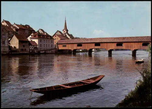 Ansichtskarte Diessenhofen Ortsansicht Partie mit Rhein Holz-Brücke 1980