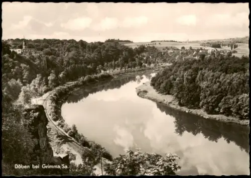 Ansichtskarte Döben-Grimma Panorama-Ansicht Fluss Partie 1963