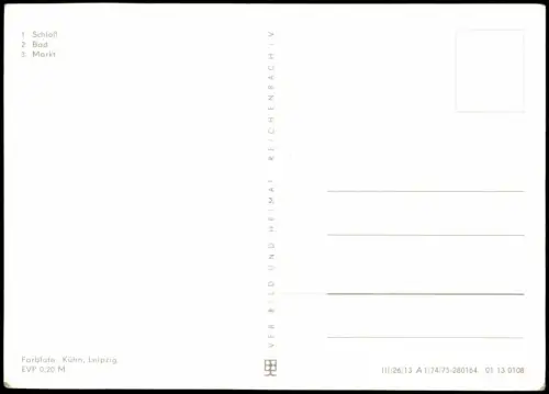 Ansichtskarte Delitzsch 1. Schloß, 2. Bad, 3. Markt 1979/1975