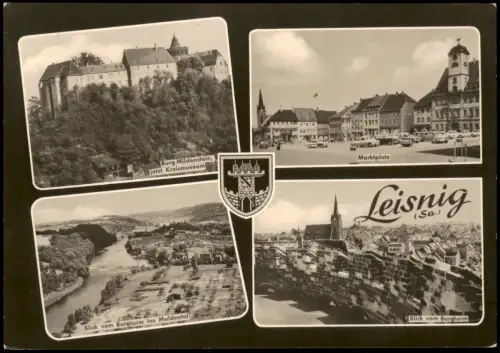 Ansichtskarte Leisnig DDR Mehrbild-AK mit Burg, Marktplatz, Muldental 1965