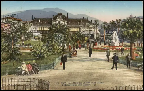 Nizza Nice Allée des Jardins et le Casino Garden alley and Casino 1925