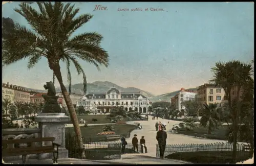 CPA Nizza Nice Jardin public et Casino 1909