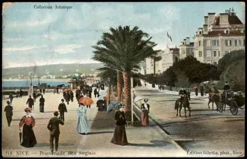 CPA Nizza Nice Promenade des Anglais, Palmen, Leute 1906   gel VEVEY