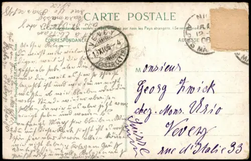 CPA Nizza Nice Promenade des Anglais, Palmen, Leute 1906   gel VEVEY