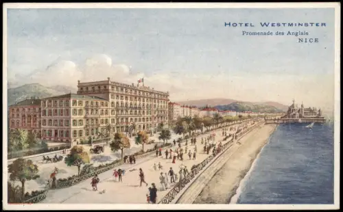 Nizza Nice Künstlerkarte HOTEL WESTMINSTER Promenade des Anglais 1925