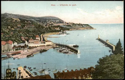 CPA Nizza Nice Panorama-Ansicht Entrée du port Hafen-Anlage 1910