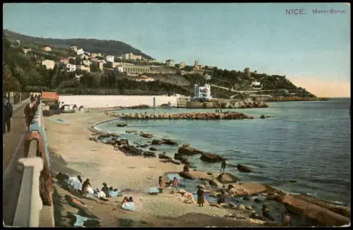 CPA Nizza Nice Ortsansicht, Strand Partie gegen Mont-Boron 1900
