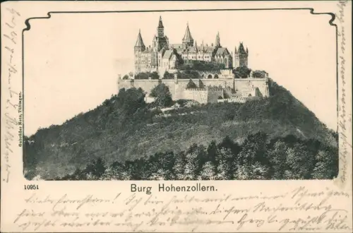 Ansichtskarte Hechingen Burg Hohenzollern 1903 Passepartout