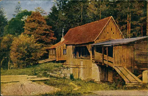 Ansichtskarte  Stimmungsbild: Holzhaus im Wald 1913