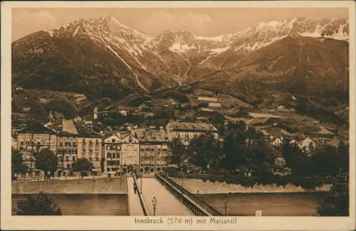 Ansichtskarte Innsbruck Stadt Brücke mit Mariahilf 1924