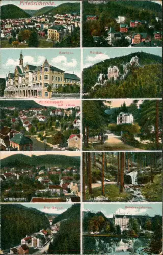 Friedrichroda Villenpartie. Kurhaus. Wilhelmsplatz mit Viilen 1914